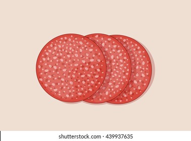 Salami sausage slices 