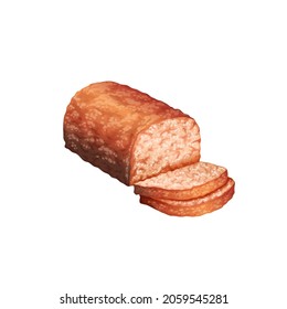 Salami sausage slices. Vector illustration 