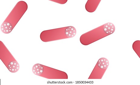 Salami sausages pattern isolated on white background.