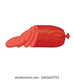 Salami Scheiben flache Vektor-Illustration Clipart isoliert auf weißem Hintergrund