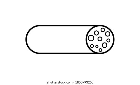 Salami Stick Icon on Black and White Vector Backgrounds.