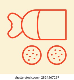 Salami trendy orange vector illustration in flat style beautiful background.eps