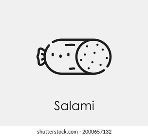 Salami vector icon. Editable stroke. Symbol in Line Art Style for Design, Presentation, Website or Apps Elements, Logo. Pixel vector graphics - Vector