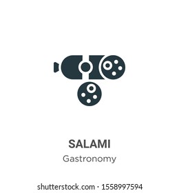 Salami vector icon on white background. Flat vector salami icon symbol sign from modern gastronomy collection for mobile concept and web apps design.