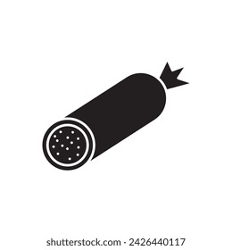 Salami Vektor-Symbol, einfache flache schwarze Illustration auf weißem Hintergrund..eps