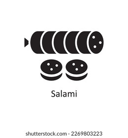 Salami Vector Solid Icon Design illustration. Grocery Symbol on White background EPS 10 File
