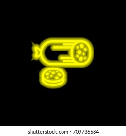Salami yellow glowing neon ui ux icon. Glowing sign logo vector