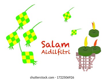 Salan Aidilfitri means Greeting for Eid Mubarak, Muslim celebration at the end of Ramadan.