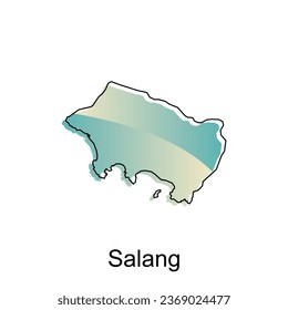 Salang Map City. Vektorplan der Provinz Aceh Hauptstadt Land buntes Design, Illustrationsdesign auf weißem Hintergrund