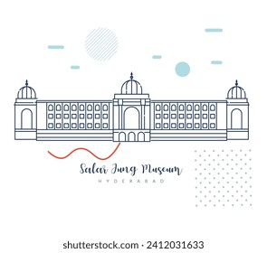 Salar Jung Museum - Hyderabad, Telangana - Stock Illustration as EPS 10 File