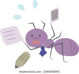 A salaried worker-style worker ant who is busy with various jobs 2