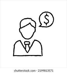 Salaries hand-drawn icon vector graphic illustration