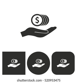 Salary - black and white icons. Vector illustration.