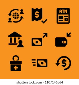 salary, building, device and withdraw icon set. Vector illustration for web and design.