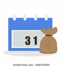 salary calendar vector. isolated design illustration on clean background 