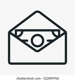 Salary Cash Money Envelope Minimalistic Flat Line Outline Stroke Icon Pictogram Symbol