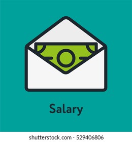 Salary Cash Money Minimal Color Flat Line Stroke Icon Pictogram Symbol Illustration