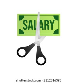 Salary Cut Green Image. Business Concept. Business Icon. Flat Design