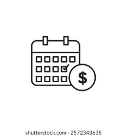 Salary day icon Vector flat thin line illustration