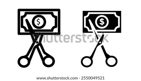 Salary deduction Icon set in black filled and line.