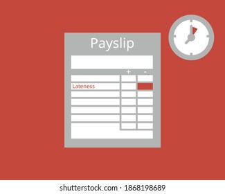 Salary Deduction for late in payslip vector