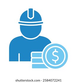 Salary dual tone blue color icon, mini, small illustration. use for modern concept, print, UI, UX kit, web and app development. Vector EPS 10, related to industrial, business, finance, investment.