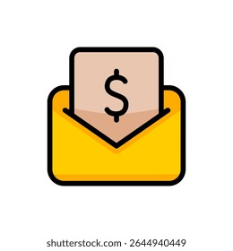 Salary in an Envelope Icon Filled Line Colorful Style Business Vector Illustration