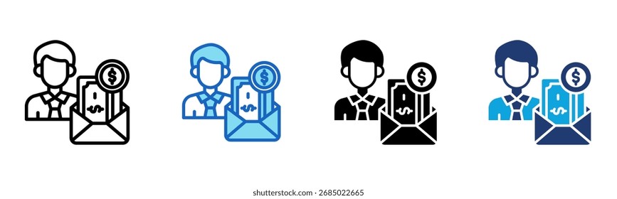 Icono de sobre de sueldo Multi Style Ilustración vectorial