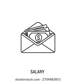 «Salary Envelope Icon – Paycheck or Payroll Icon»