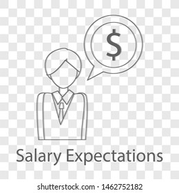 Salary Expectations icon on transparency background. Modern flat design vector illustration. Symbol for your web site design.