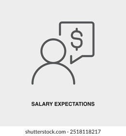 Ícone ou logotipo da linha fina Expectativas Salariais. Símbolo ou assinatura no tema de gerenciamento de negócios. Ilustração de linha de vetor.