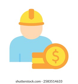 Salary flat color icon, mini, small illustration. use for modern concept, print, UI, UX kit, web and app development. Vector EPS 10, related to industrial, business, finance, investment.