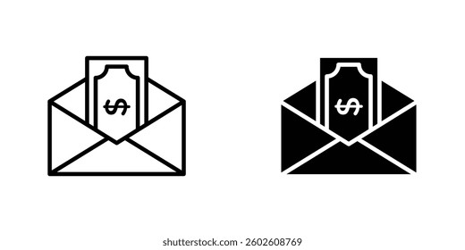 Salary flat Icons in line outline and flat solid style on white background