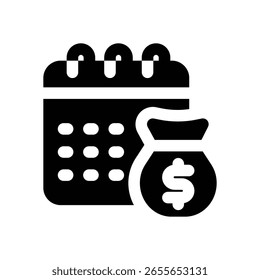 Icono de glifo de sueldo. Icono de Vector fuerte y sólido para Sitios web, interfaces móviles, presentaciones y marca visual. Alta calidad y fácil de editar.