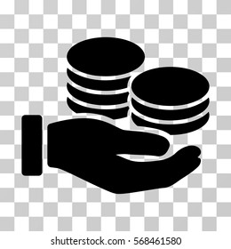 Salary Hand icon. Vector illustration style is flat iconic symbol, black color, transparent background. Designed for web and software interfaces.