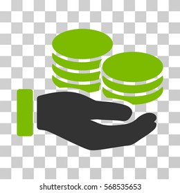 Salary Hand icon. Vector illustration style is flat iconic bicolor symbol, eco green and gray colors, transparent background. Designed for web and software interfaces.