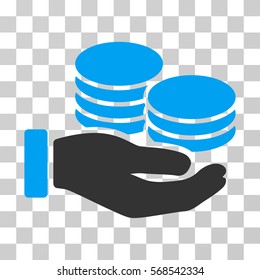 Salary Hand icon. Vector illustration style is flat iconic bicolor symbol, blue and gray colors, transparent background. Designed for web and software interfaces.