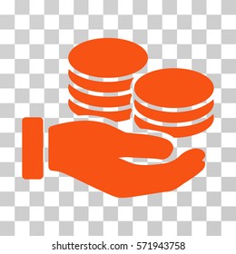Salary Hand icon. Vector illustration style is flat iconic symbol, orange color, transparent background. Designed for web and software interfaces.