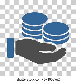 Salary Hand icon. Vector illustration style is flat iconic bicolor symbol, cobalt and gray colors, transparent background. Designed for web and software interfaces.