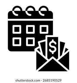 Ilustración vectorial de estilo de glifo de icono de salario