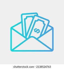 Icono de sueldo en el estilo de gradiente sobre la moneda, uso para la presentación de aplicaciones móviles del sitio web