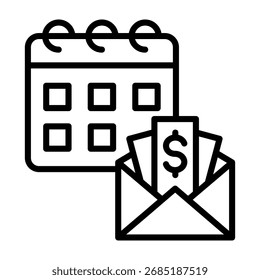 Salary Icon Line Style Vector Illustration