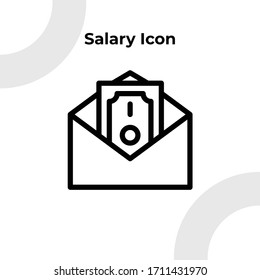 Salary Icon with Outline Style, Vector Editable