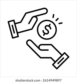 salary icon in outline style vector illustration