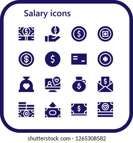  salary icon set. 16 filled salary icons. Simple modern icons about  - Money, Coin, Cheque, Budget, Videocall, Dollar
