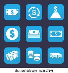Salary icon. set of 9 filled salary icons such as Money, dollar