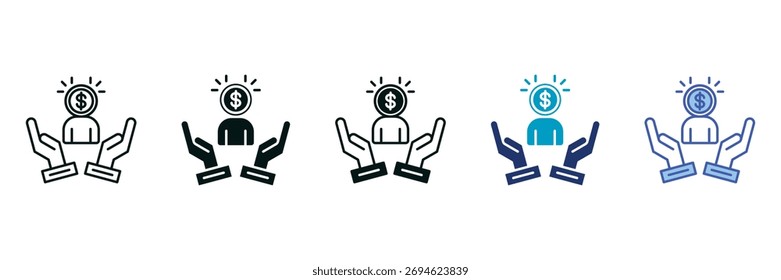 Conjunto de iconos de salario que consta de varios estilos Ilustración vectorial
