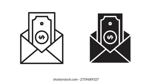 Salary icon set in flat and line style vectors