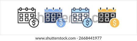 Salary Icon Set Multiple Style Collection