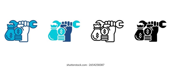 Salary Icon Set With Multiple Styles. Vector Illustration
